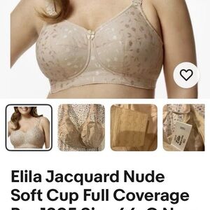 Elila Beige Jacquard Soft Cup Bra 44G nude style 1305